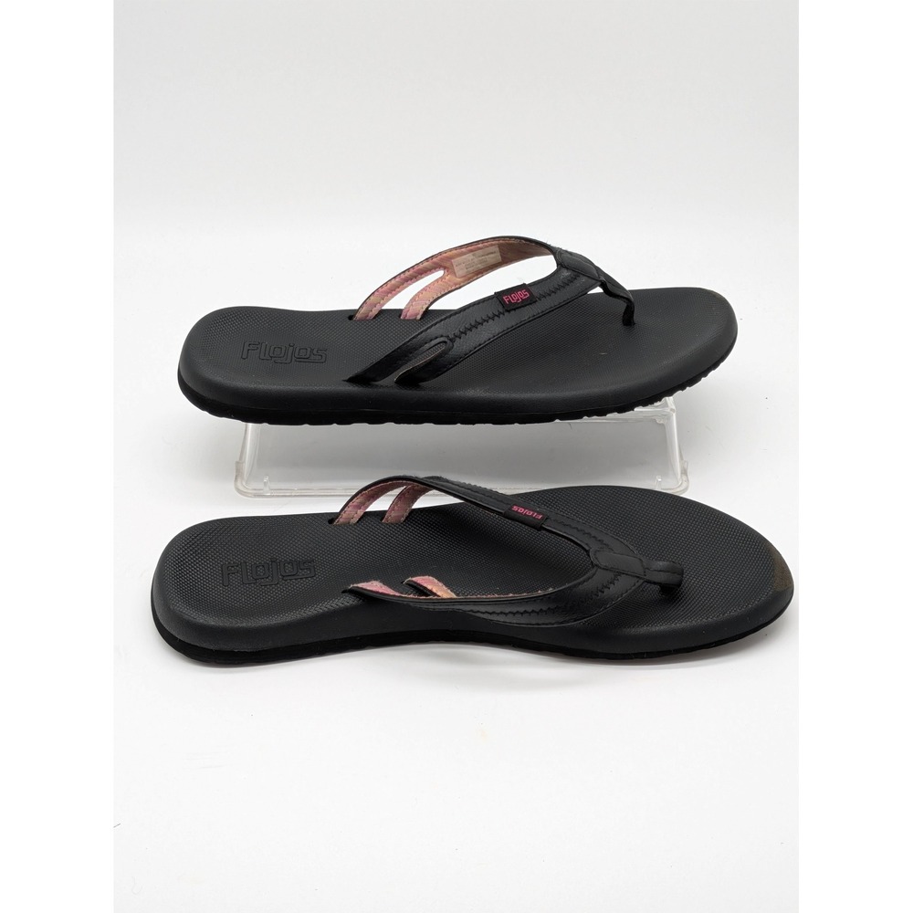 Flojos Flip Flop Sandals Women's Size 10 Black Comfort Thong Beach Casual